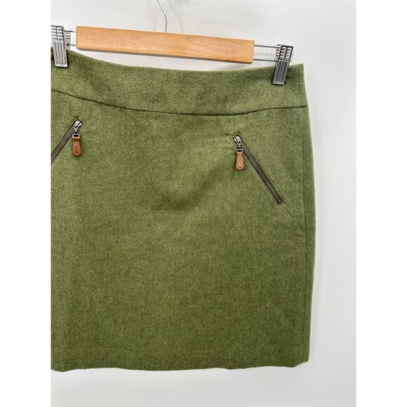Talbots Green Wool Blend Back Zip Mini Skirt Women's Size 2 Petite 2P - Picture 3 of 8